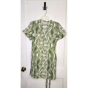 Size Large Olivia James The Label Austin Mini Dress In Lilypad 100% Linen